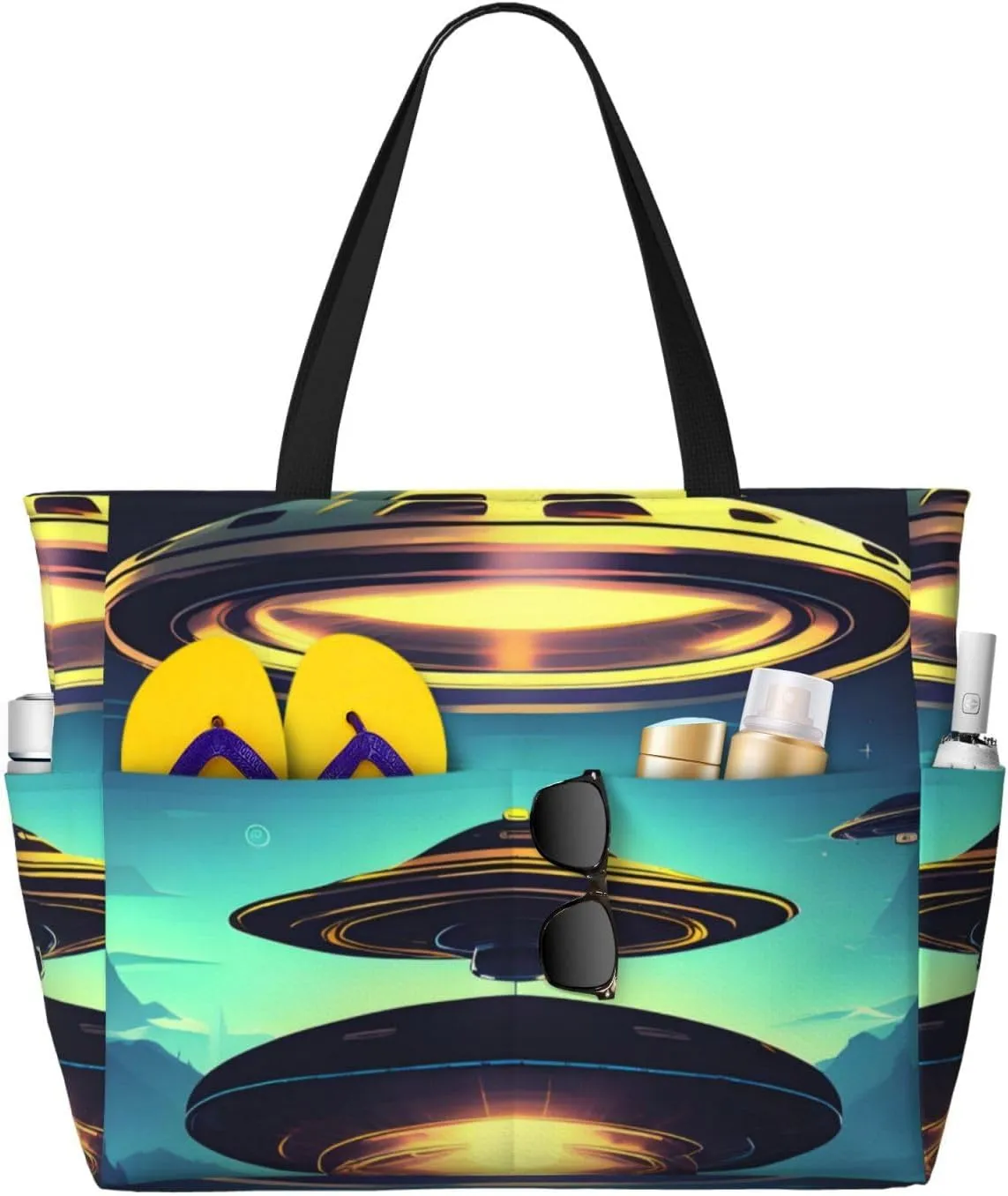 Spacecraft Descend Large Capacity Beach Travel Bag, Women'S Handbag Is Waterproof And Sandproof, Suitable For Travel, Beach Vacation, Etc.