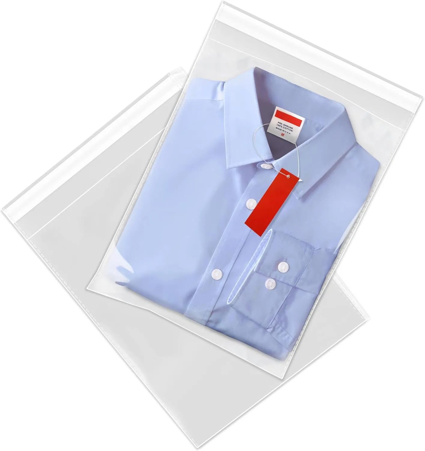 Spartan Industrial - Crystal Clear Resealable Polypropylene Poly Bags for Packaging, Clothing & T Shirts - Self Seal & Reinforced (10" X 13")