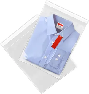 Spartan Industrial - Crystal Clear Resealable Polypropylene Poly Bags for Packaging, Clothing & T Shirts - Self Seal & Reinforced (10" X 13")