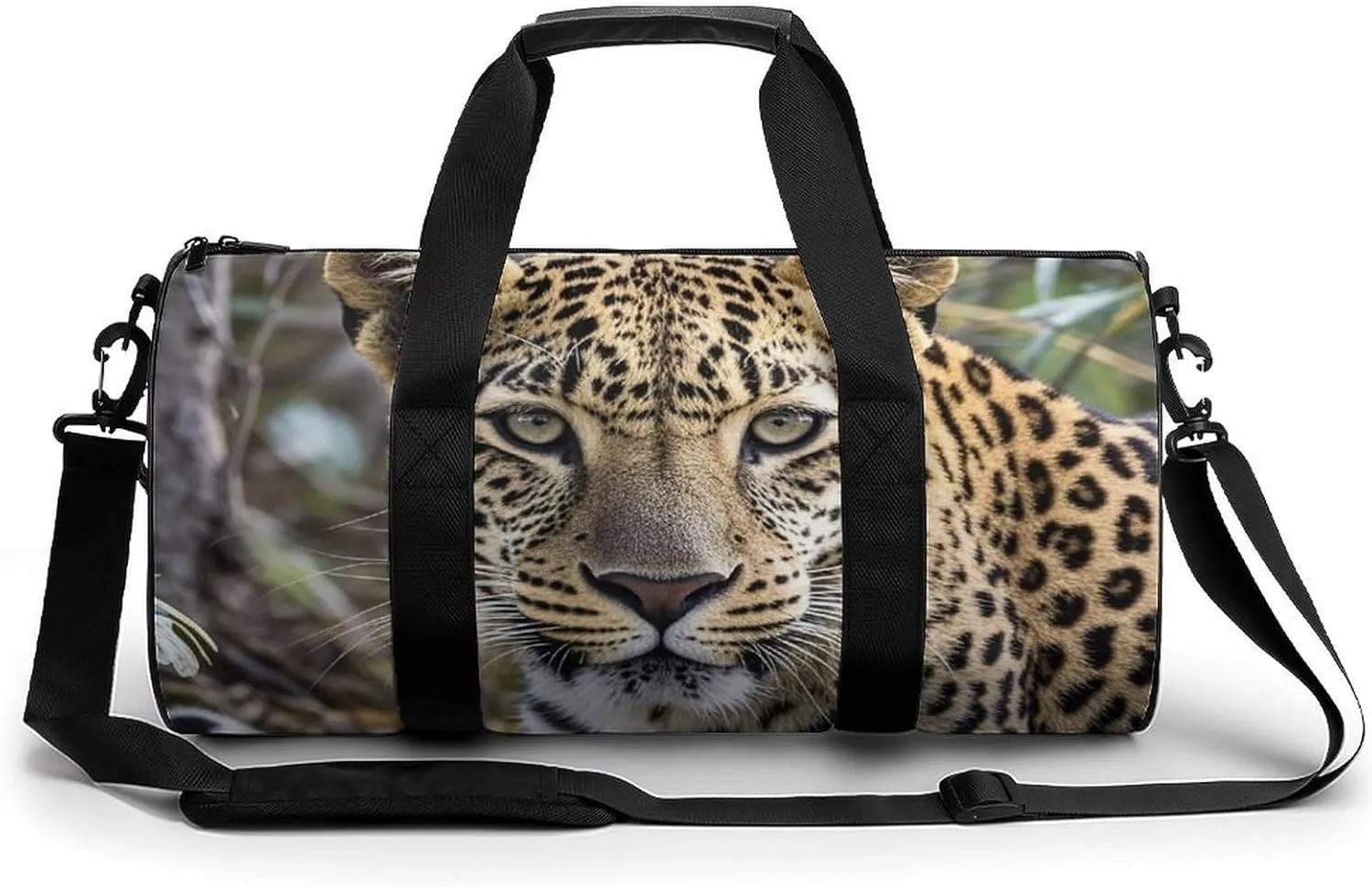Sport Gym Duffle Travel Bag for Women Men Overnight Weekender Bag with Shoe Compartment,Wet Pocket African Animal Leopard