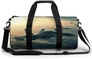 Sport Gym Duffle Travel Bag for Women Men Overnight Weekender Bag with Shoe Compartment,Wet Pocket Aircraft Fighter Jets