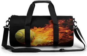 Sport Gym Duffle Travel Bag for Women Men Overnight Weekender Bag with Shoe Compartment,Wet Pocket Burning Tennis Pictures