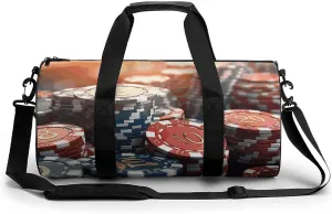 Sport Gym Duffle Travel Bag for Women Men Overnight Weekender Bag with Shoe Compartment,Wet Pocket Casino Chips, 17.7in/9in/9in, style
