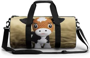 Sport Gym Duffle Travel Bag for Women Men Overnight Weekender Bag with Shoe Compartment,Wet Pocket Cute Little Cow Calf Pattern