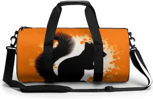 Sport Gym Duffle Travel Bag for Women Men Overnight Weekender Bag with Shoe Compartment,Wet Pocket Cute Squirrel Silhouette