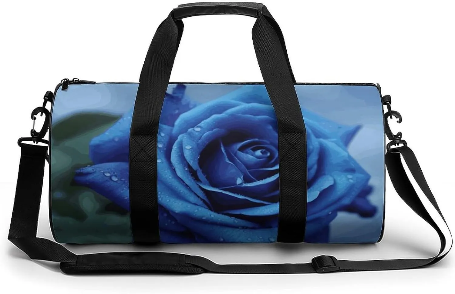 Sport Gym Duffle Travel Bag for Women Men Overnight Weekender Bag with Shoe Compartment,Wet Pocket Romantic Blue Rose