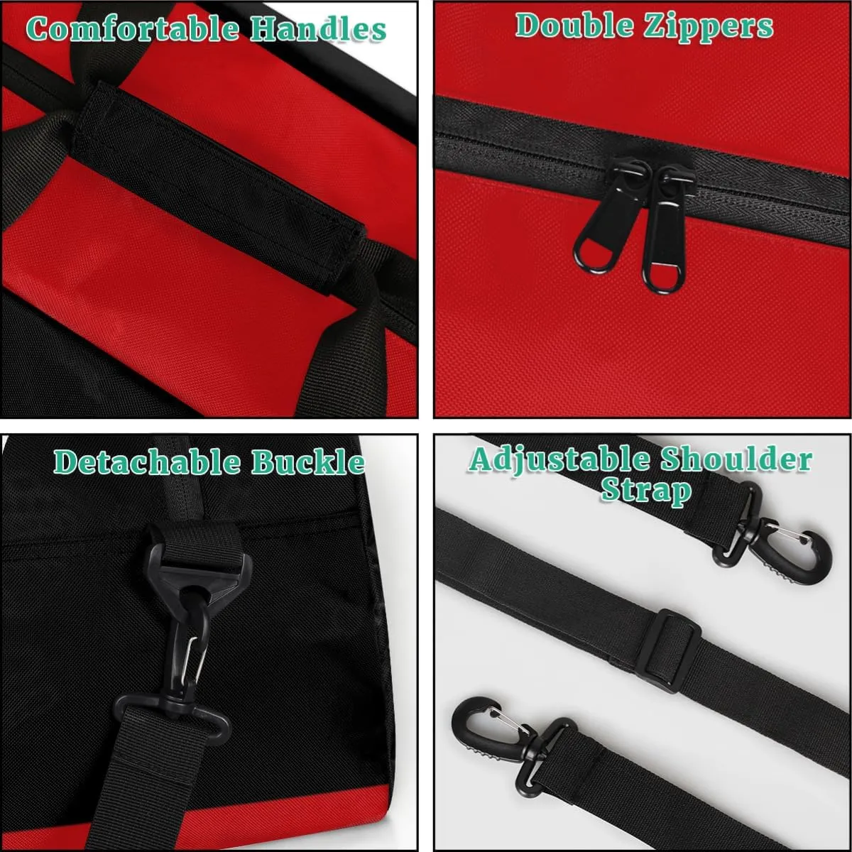Sports Duffel Bag for Boys Martial Art Silhouette Black Red, Sports Gym Tote Workout Bag Named Rank Travel Overnight Training Bag