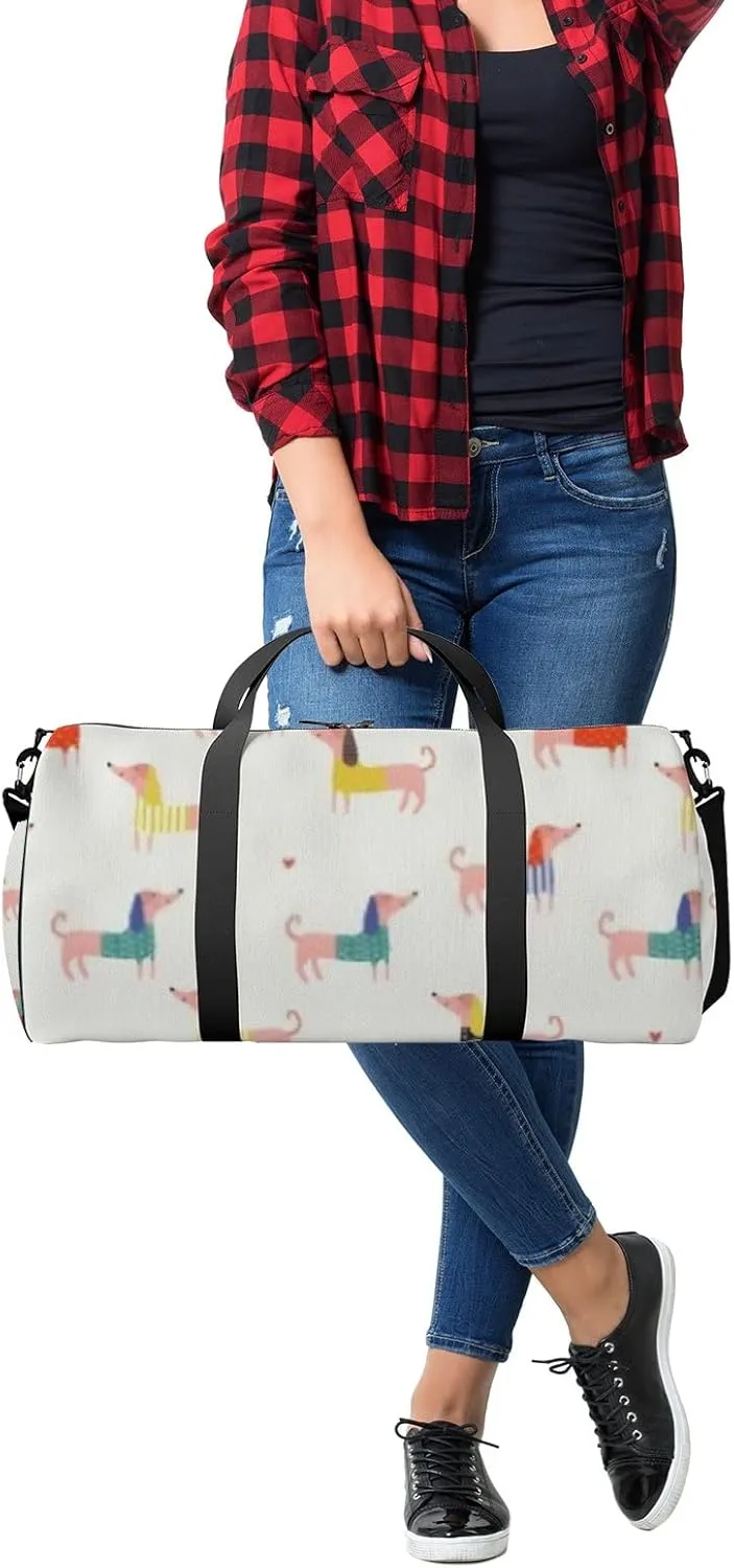 Sports Gym Bag for Women and Men Waterproof Childish Pattern Colorful Duffel Bag Lightweight Carryon Traveling Boarding Gripsack