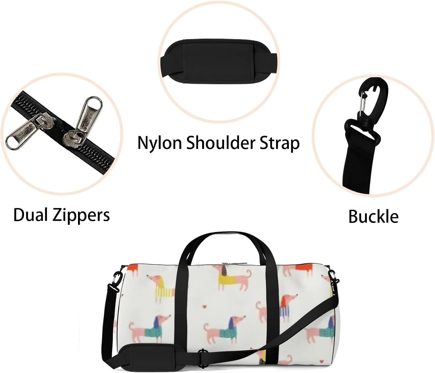 Sports Gym Bag for Women and Men Waterproof Childish Pattern Colorful Duffel Bag Lightweight Carryon Traveling Boarding Gripsack