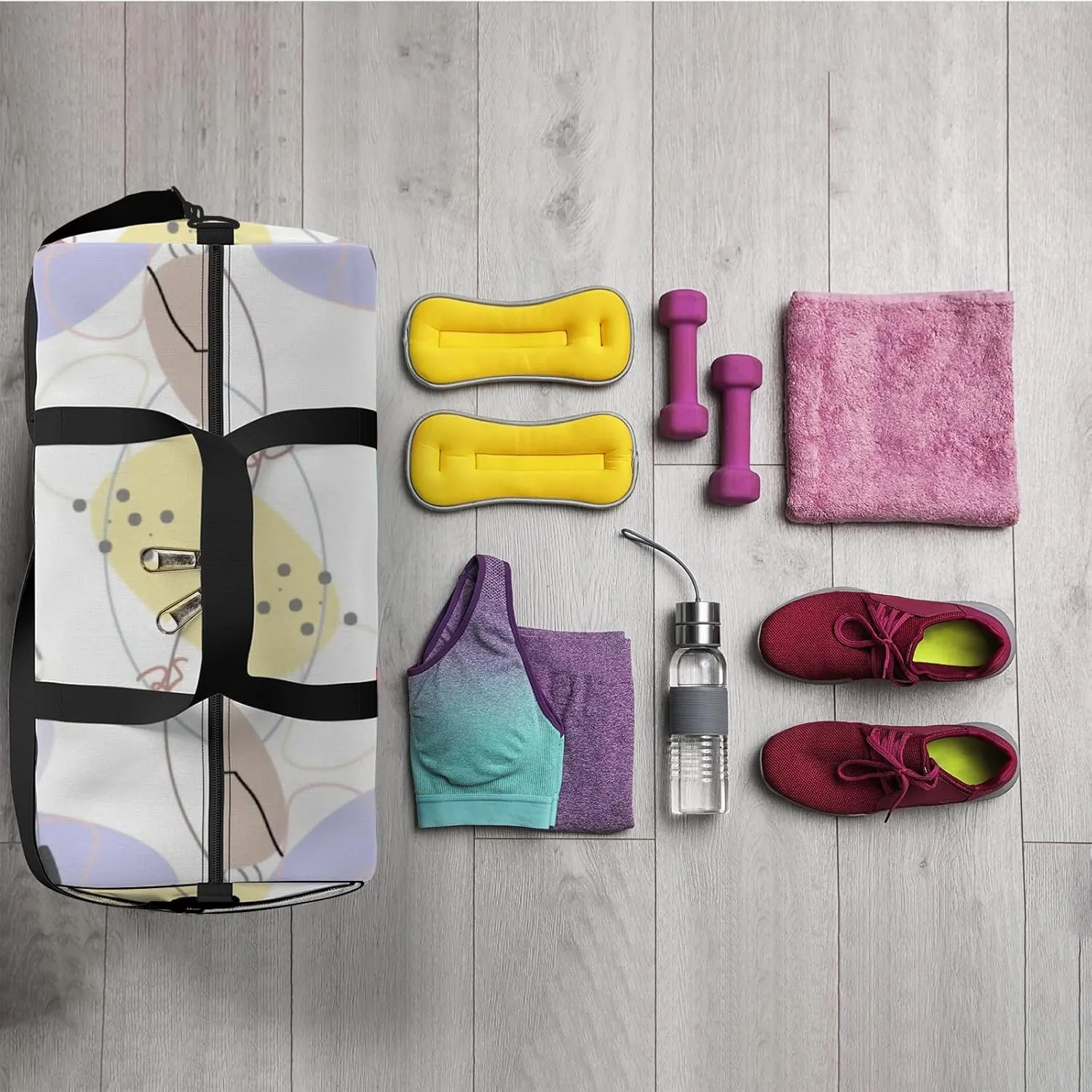 Sports Gym Bag for Women and Men Waterproof Face Line Pattern Abstract Drawing Pattern Duffel Bag Lightweight Carryon Traveling Boarding Gripsack