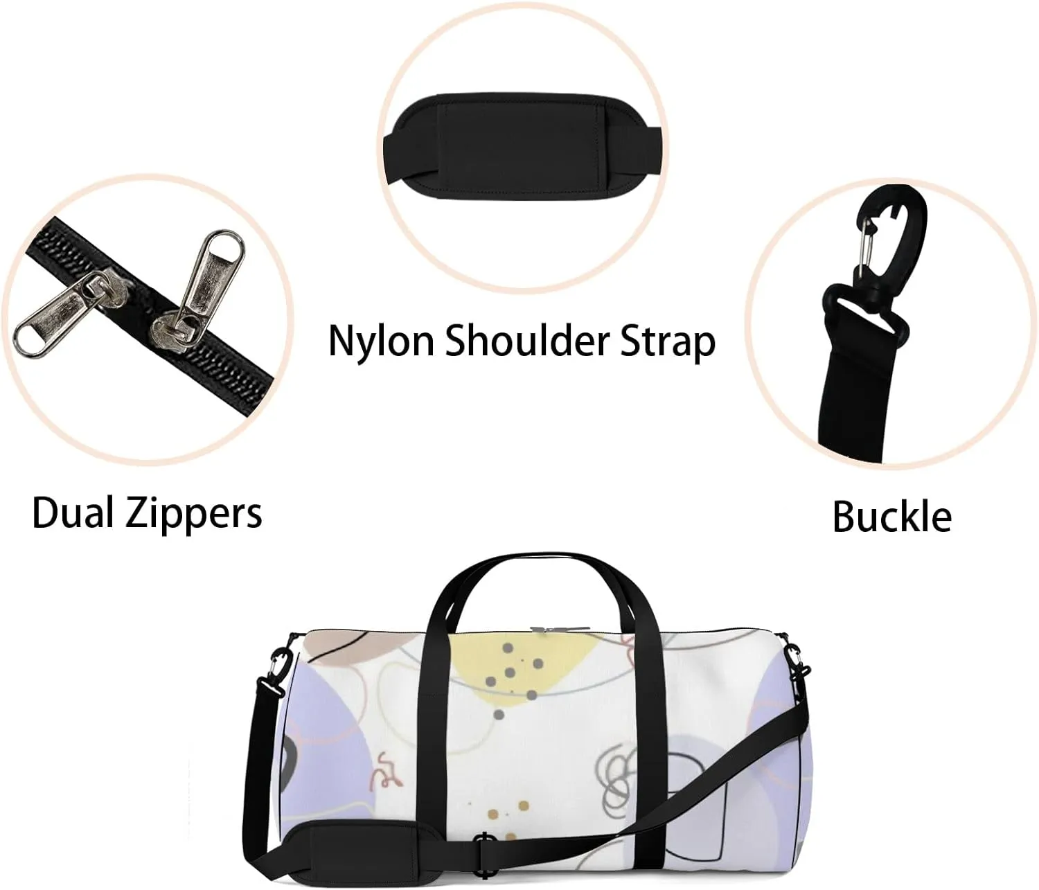 Sports Gym Bag for Women and Men Waterproof Face Line Pattern Abstract Drawing Pattern Duffel Bag Lightweight Carryon Traveling Boarding Gripsack