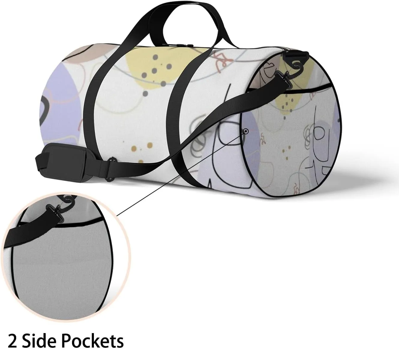 Sports Gym Bag for Women and Men Waterproof Face Line Pattern Abstract Drawing Pattern Duffel Bag Lightweight Carryon Traveling Boarding Gripsack