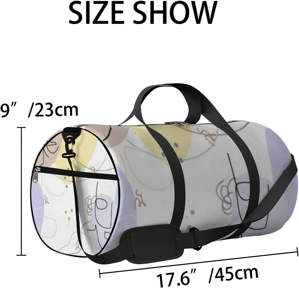 Sports Gym Bag for Women and Men Waterproof Face Line Pattern Abstract Drawing Pattern Duffel Bag Lightweight Carryon Traveling Boarding Gripsack