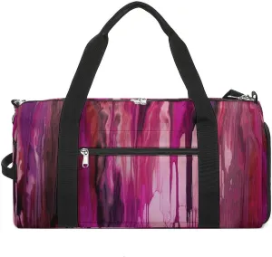 Sports Gym Bag for Women Men with Shoe And Wet Compartment Travel Duffel Bag Peach And Purple Stripes Weekender Bag Carry on Overnight Bag for Swimming Fitness Workout Sport Duffle Bag