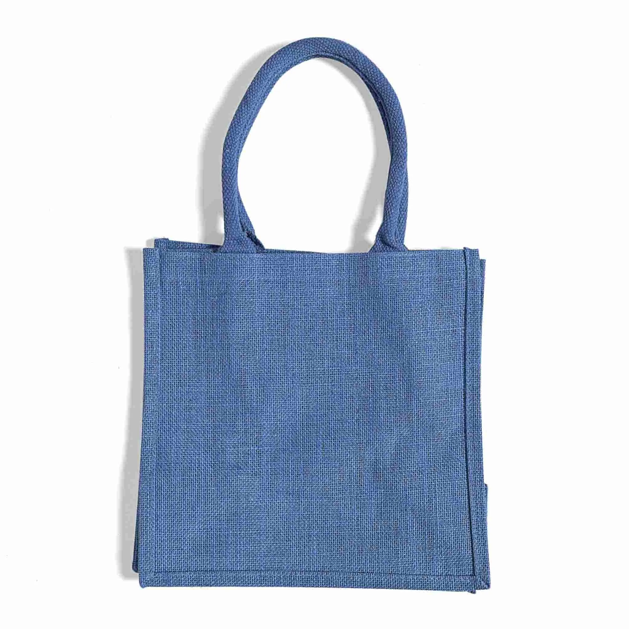 Square Burlap Bags - Wholesale Jute Tote Bags W/ Deep Gusset - TJ888