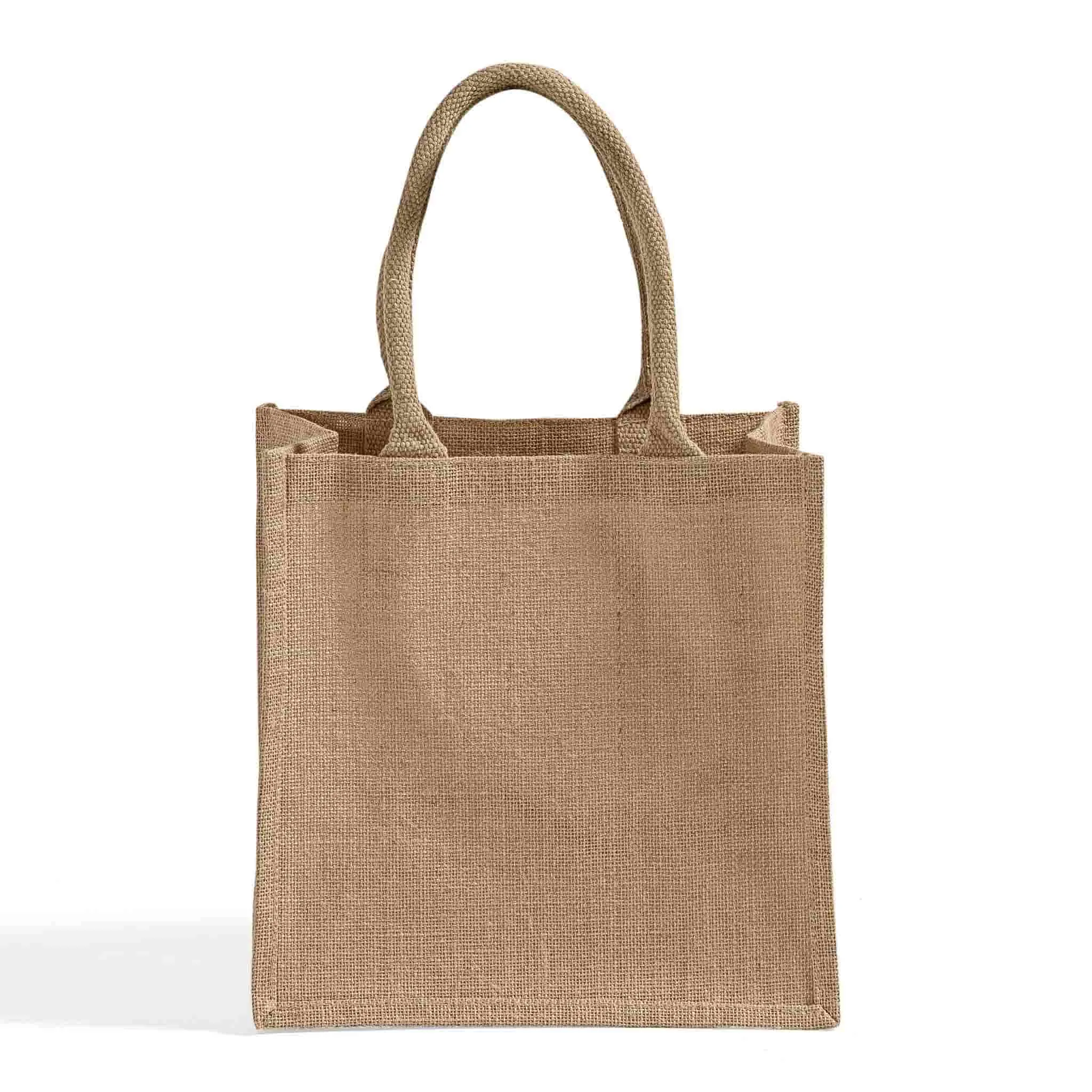 Square Burlap Bags - Wholesale Jute Tote Bags W/ Deep Gusset - TJ888