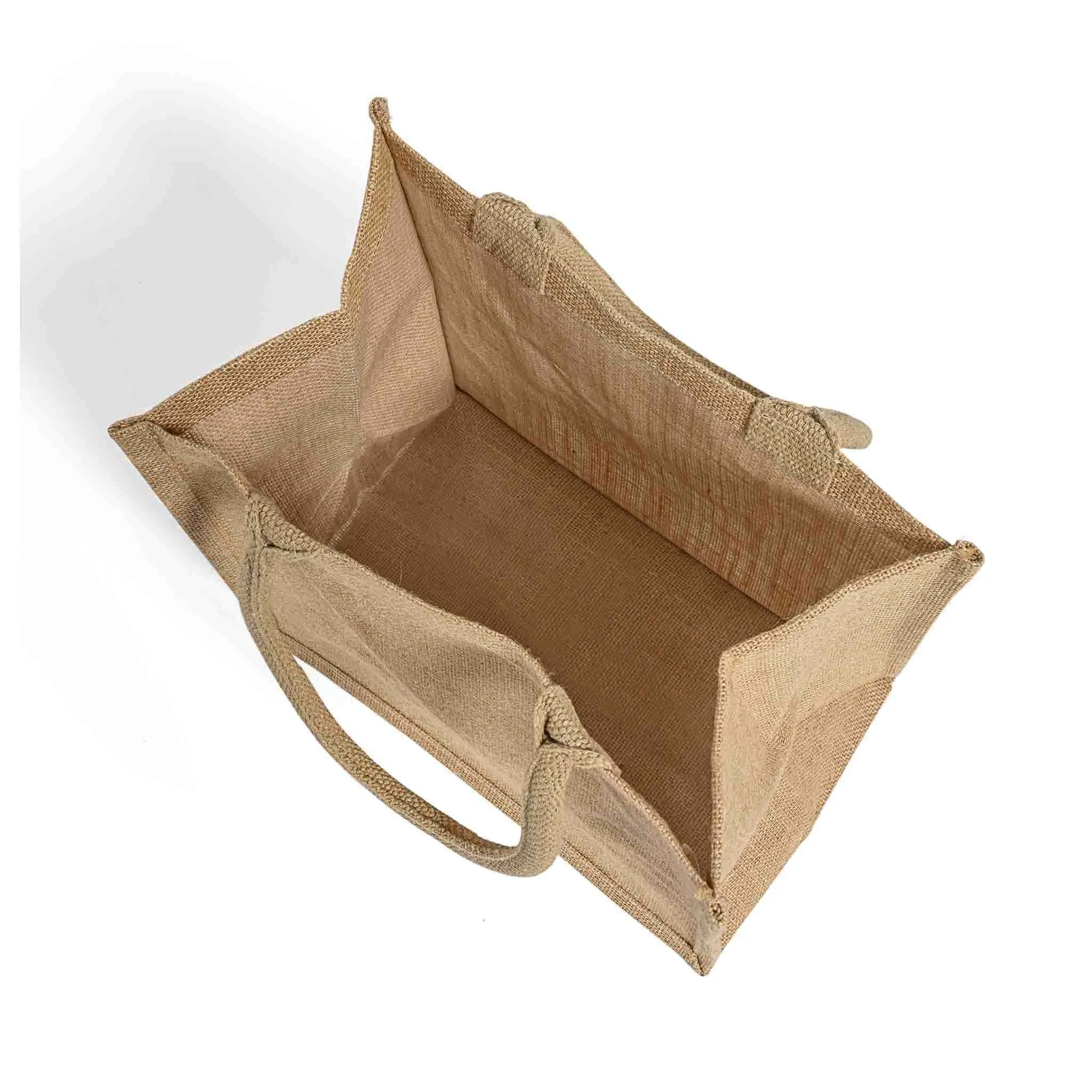 Square Burlap Bags - Wholesale Jute Tote Bags W/ Deep Gusset - TJ888