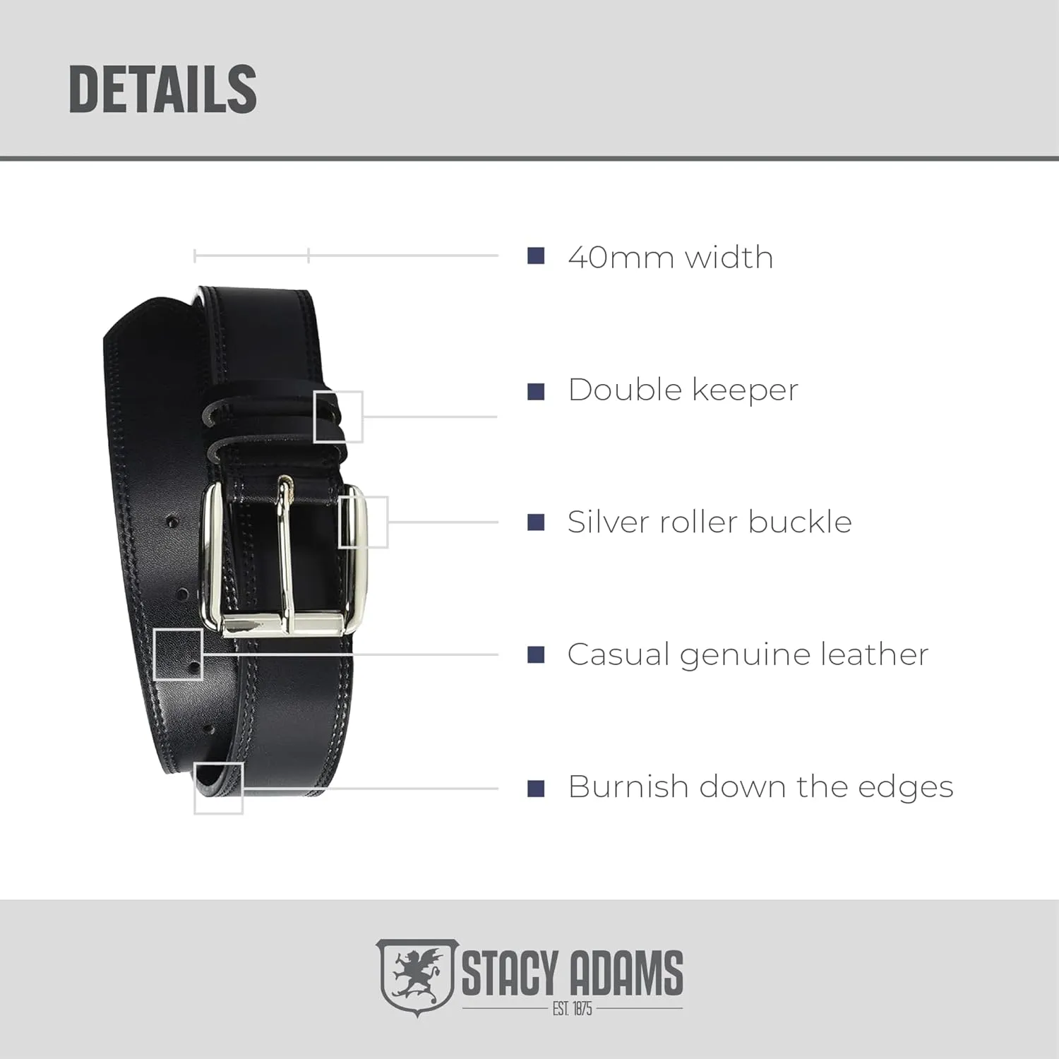 Stacy Adams Men's Dylan 40mm Burnished Leather Belt