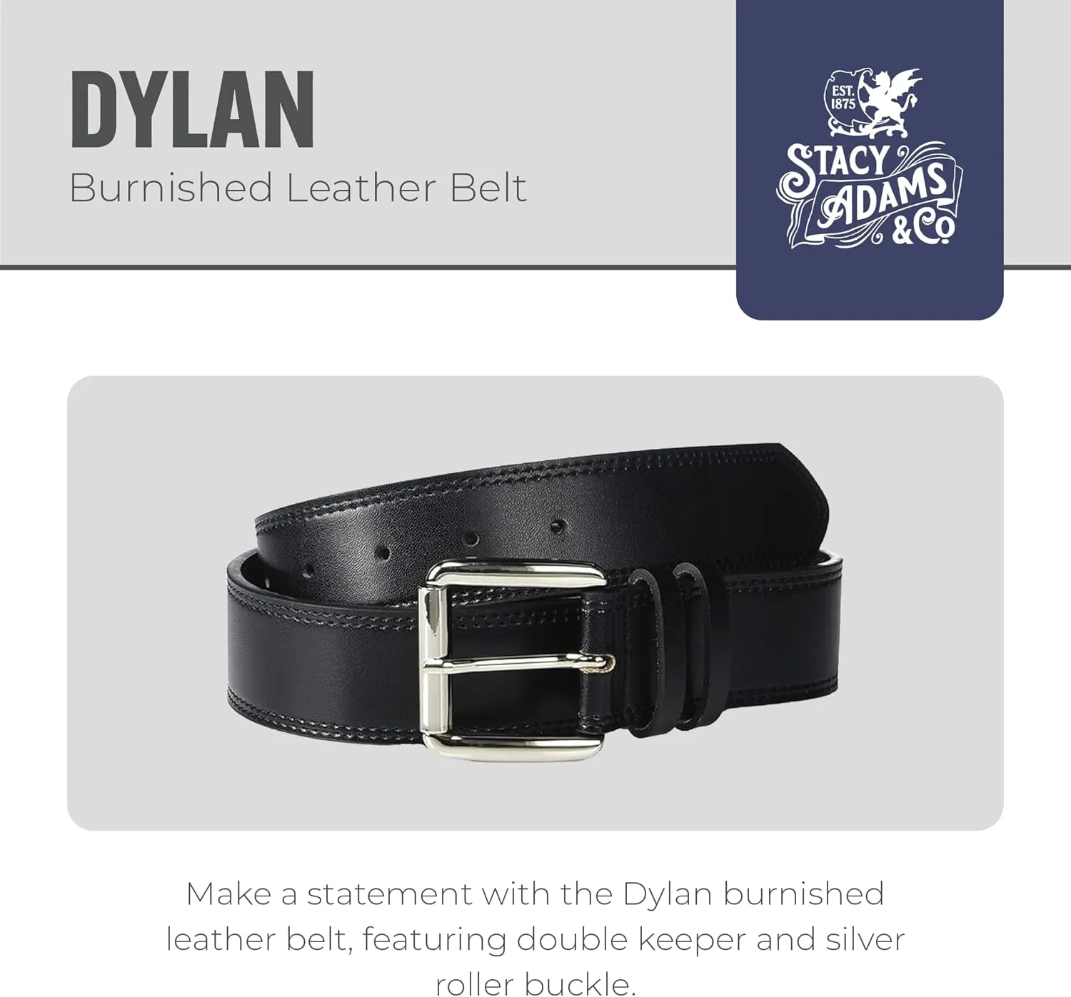 Stacy Adams Men's Dylan 40mm Burnished Leather Belt