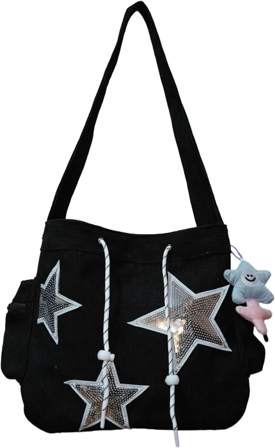 Star Tote Hobo Bag Women Handbag Large Capacity Tote Shoulder Bag Casual Crossbody Bag Gift for Women (Black)