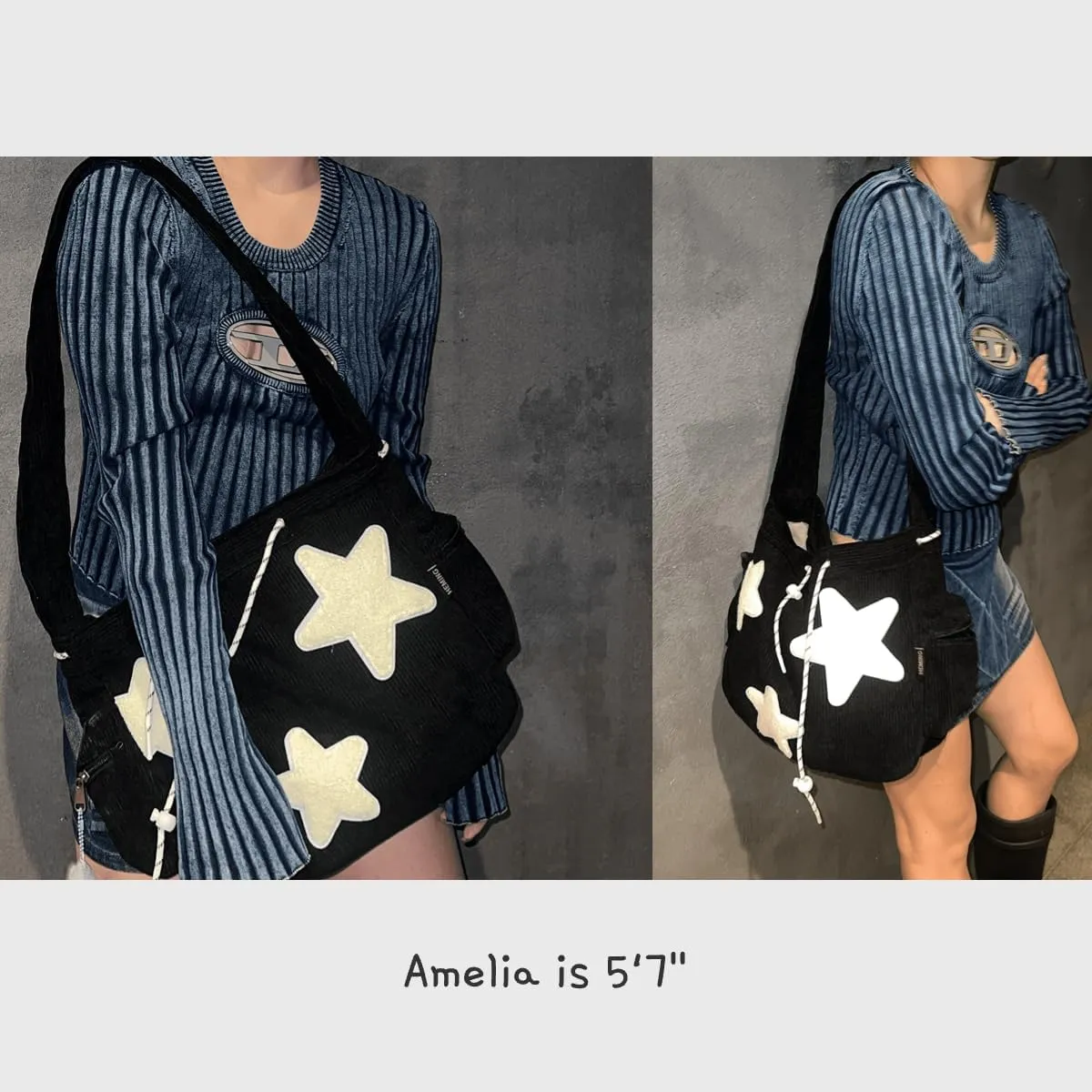 Star Tote Hobo Bag Women Handbag Large Capacity Tote Shoulder Bag Casual Crossbody Bag Gift for Women (Black)