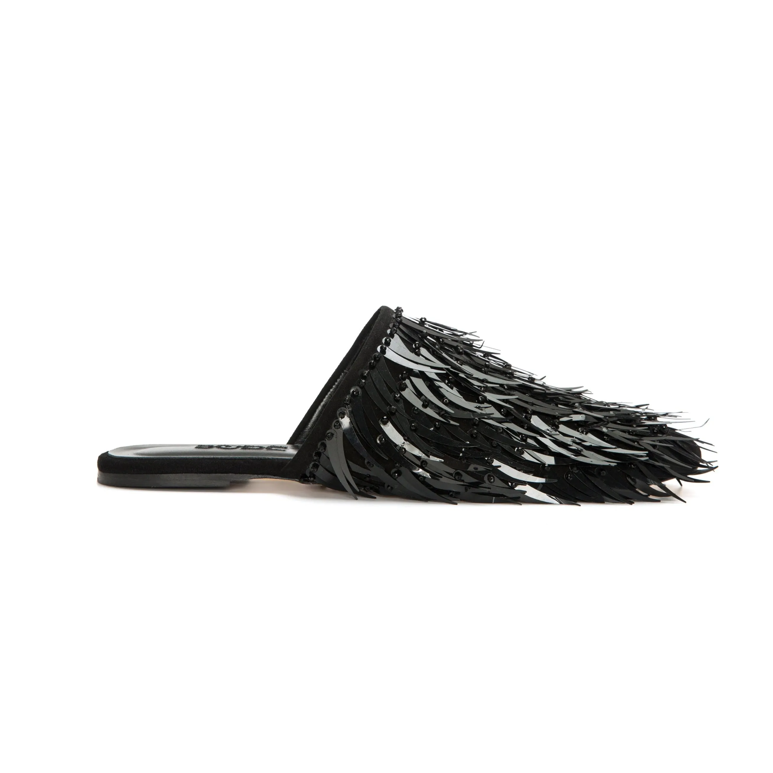 Starry Black Suede Slippers
