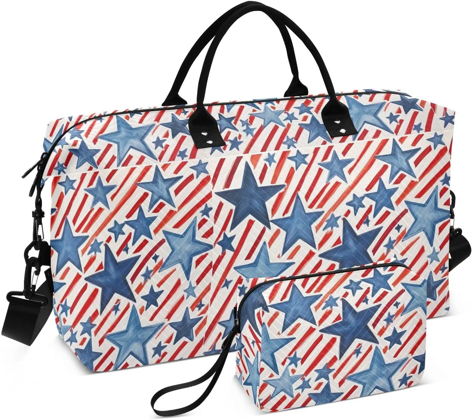 Stars July 4th Travel Duffle Bag Duffel Bags Gym Bag Carry On Duffle Bag with Toiletry Large Overnight Bags Luggage Weekender Bag for Airplanes Women Men Yoga Sports Trip Adults