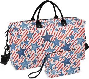 Stars July 4th Travel Duffle Bag Duffel Bags Gym Bag Carry On Duffle Bag with Toiletry Large Overnight Bags Luggage Weekender Bag for Airplanes Women Men Yoga Sports Trip Adults