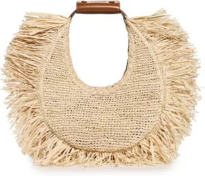STAUD Women's Moon Raffia Tote Bag