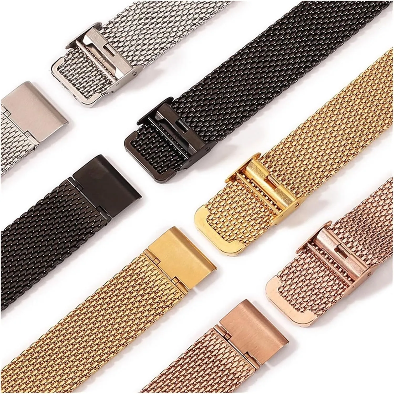 Steel Stainless Steel Strap 18mm 20mm 22mm 24mm 1.0 Thick Wire Mesh Strap Adjustable Length Watch Accessories Watchbands