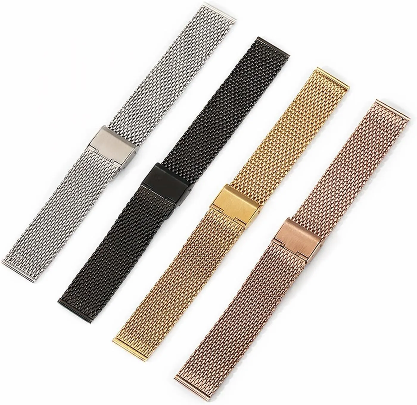 Steel Stainless Steel Strap 18mm 20mm 22mm 24mm 1.0 Thick Wire Mesh Strap Adjustable Length Watch Accessories Watchbands