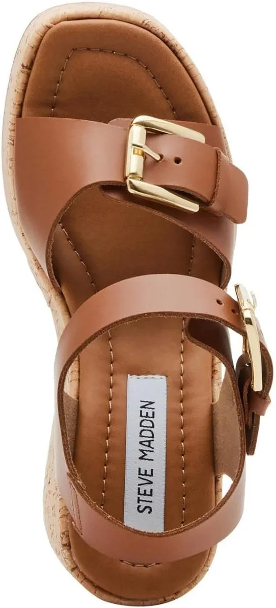 Steve Madden Womens RIVE04S1 Buckle Leather Wedge Heels