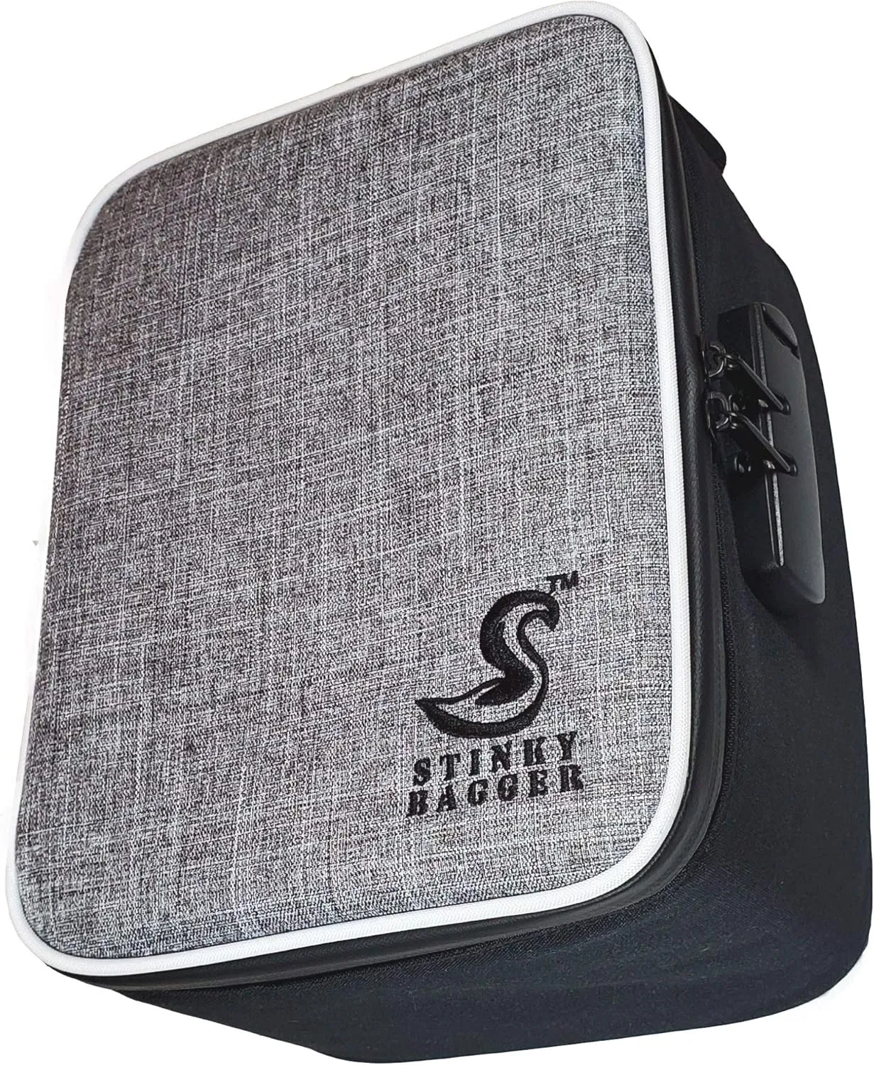 Stinky Bagger™ Better Size Smell Proof Bag, with Pocket Size Tray, Locking Odor Proof Box, Smell Proof Case, Smell Proof Box, 9x7x5 inch (Extra Room) Large Smell Proof Pouch Alternative.