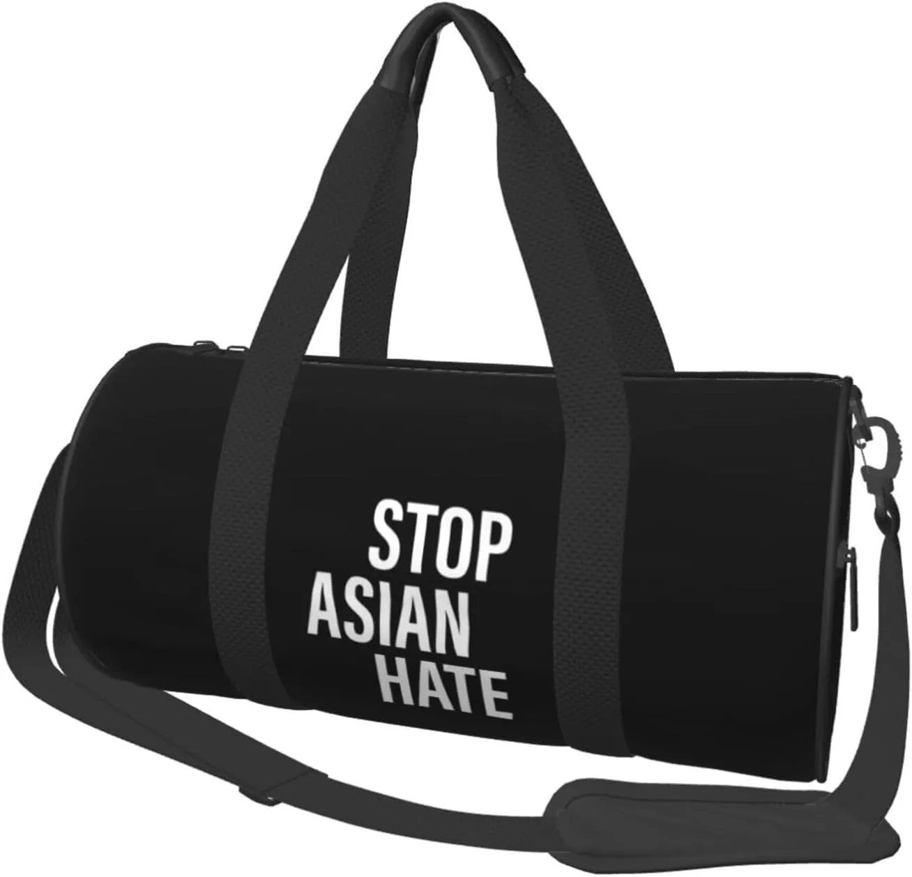 Stop Asian Hate Travel Luggage Bag Round Large Capacity Foldable Duffel Bag