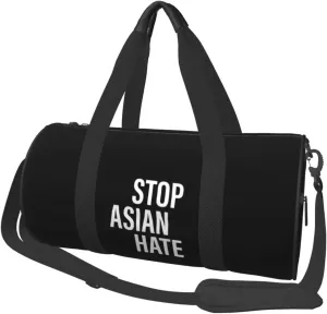 Stop Asian Hate Travel Luggage Bag Round Large Capacity Foldable Duffel Bag