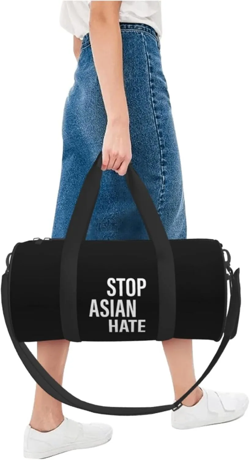 Stop Asian Hate Travel Luggage Bag Round Large Capacity Foldable Duffel Bag