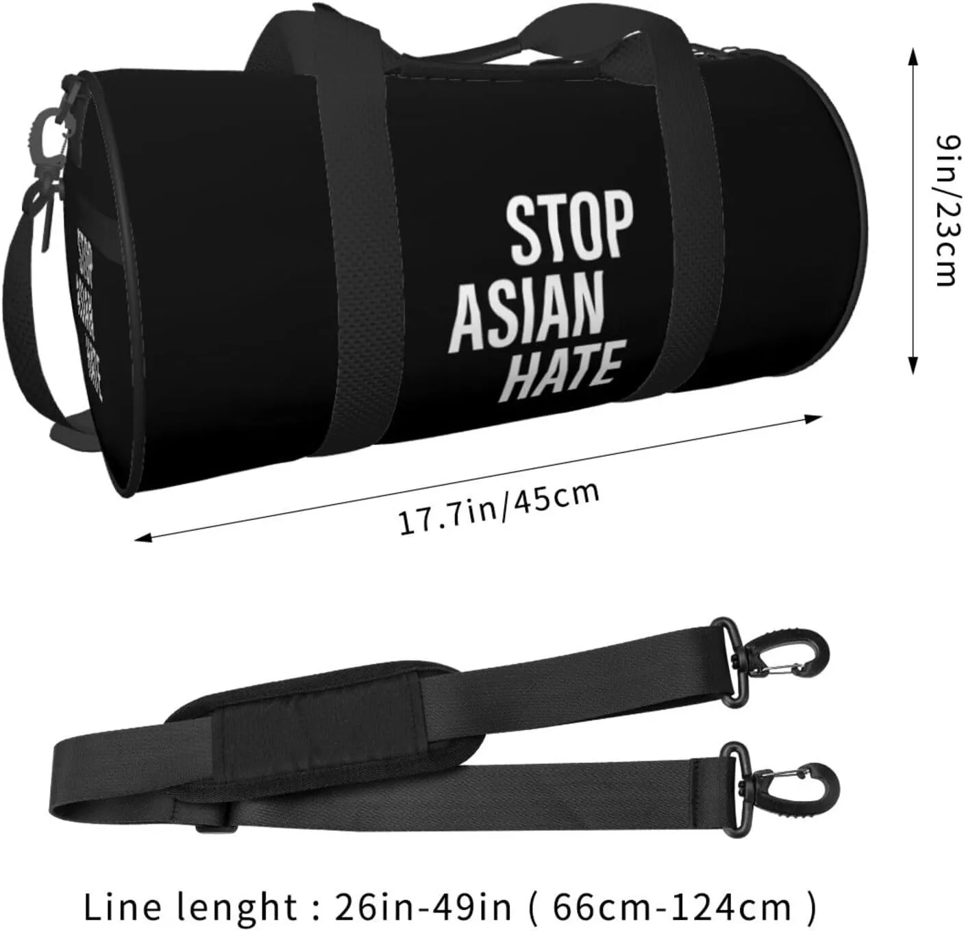 Stop Asian Hate Travel Luggage Bag Round Large Capacity Foldable Duffel Bag