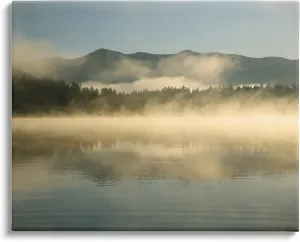 Stupell Industries Misty Lake Mountain Range Scenery Canvas Wall Art, Design by Carol Robinson