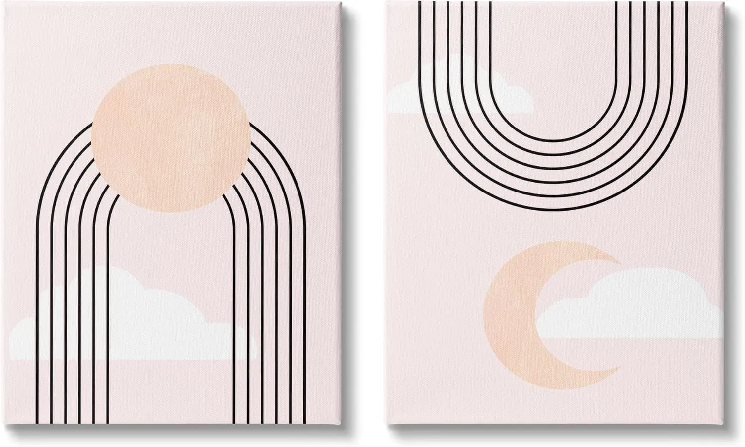 Stupell Industries Rising Sun Rainbow Crescent Moon Abstract Pink Sky, Designed by Daphne Polselli Canvas Wall Art, 24 x 30, Black
