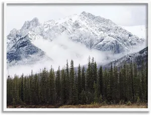 Stupell Industries Snowy Mountain Top Tall Fir Trees Modern Photography White Framed Wall Art, 14 x 11