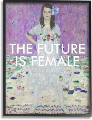 Stupell Industries The Future is Female Vintage Girl Powerful Stance Black Framed Wall Art, 16 x 20, Off- White
