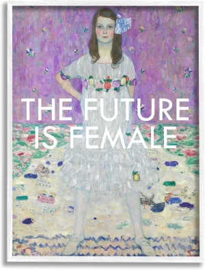 Stupell Industries The Future is Female Vintage Girl Powerful Stance White Framed Wall Art, 11 x 14
