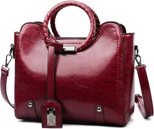 Stylish Women Pu Leather Vertical Utility Top Handle Handbag Satchel Tote Purse Bag