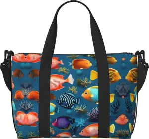 Submarine reef fish Women's Hand-held Crossbody Travel Bag, Casual Handbag with Zipper, Suitable for Work, Travel, Fitness, Travel