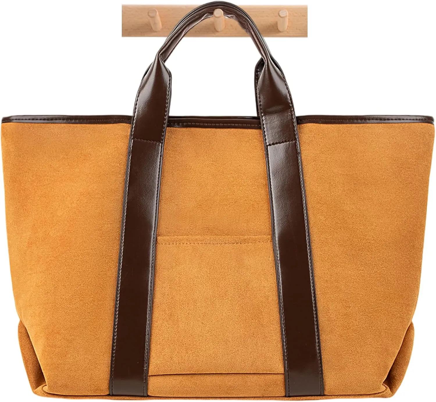 Suede Bag for Women, Brown Leather Tote Hobo Slouchy Handbag, Large Capacity Fall Purses Retro Vintage