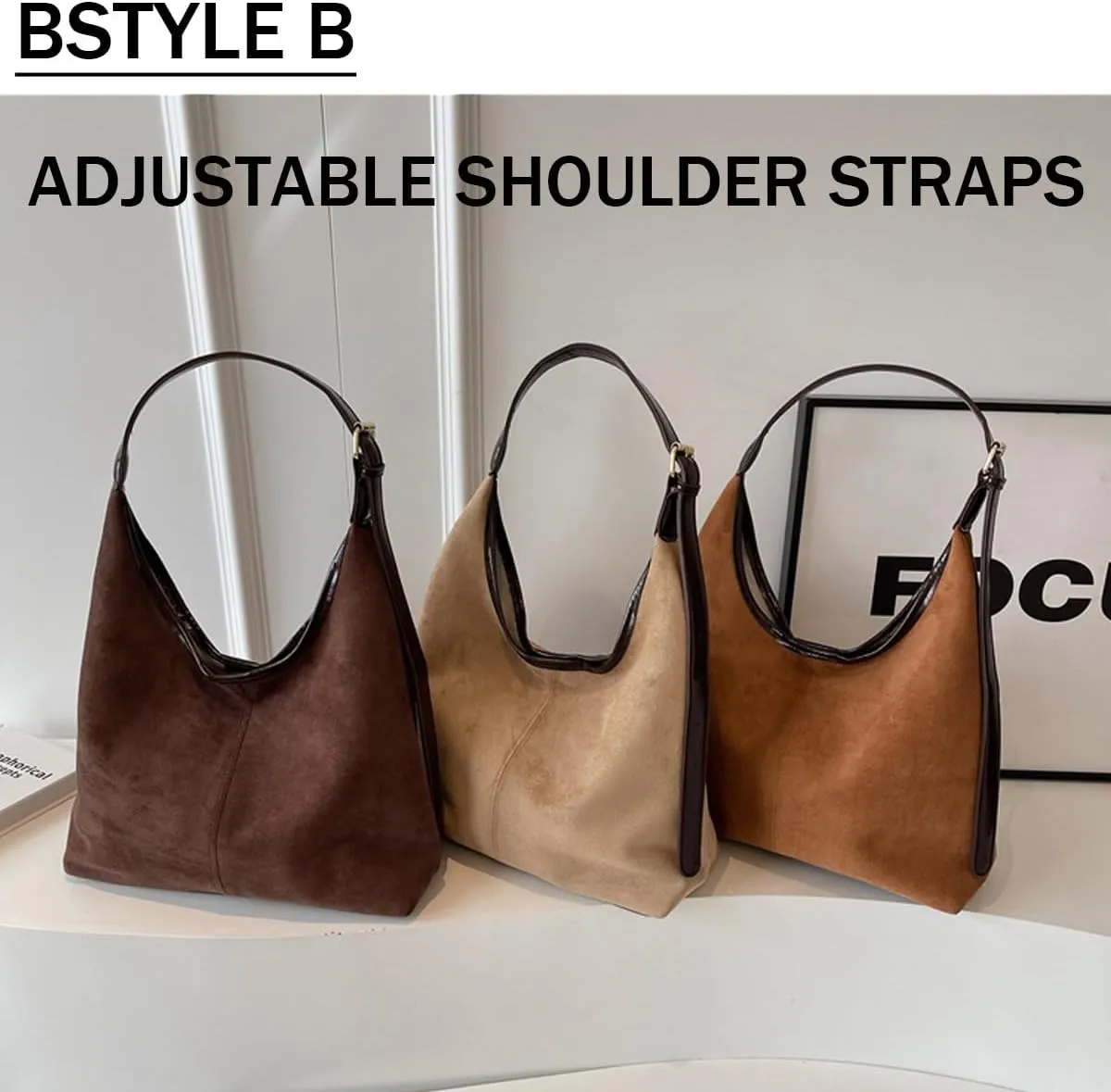Suede Bag, Suede Tote Bag for Women, Retro Large Slouchy Hobo Bag, Brown Shoulder Handbags Bag, All-Match & Advanced