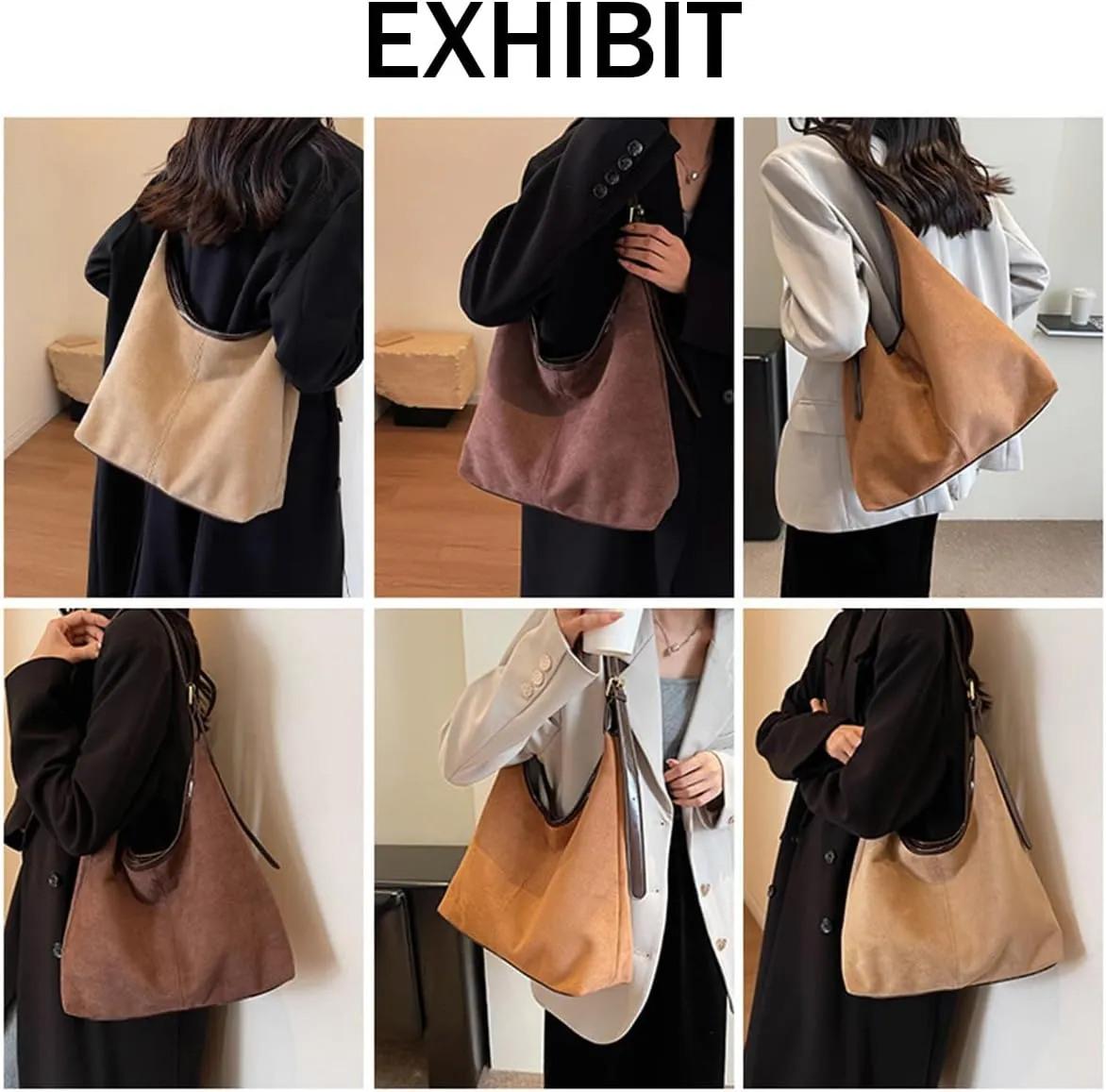 Suede Bag, Suede Tote Bag for Women, Retro Large Slouchy Hobo Bag, Brown Shoulder Handbags Bag, All-Match & Advanced