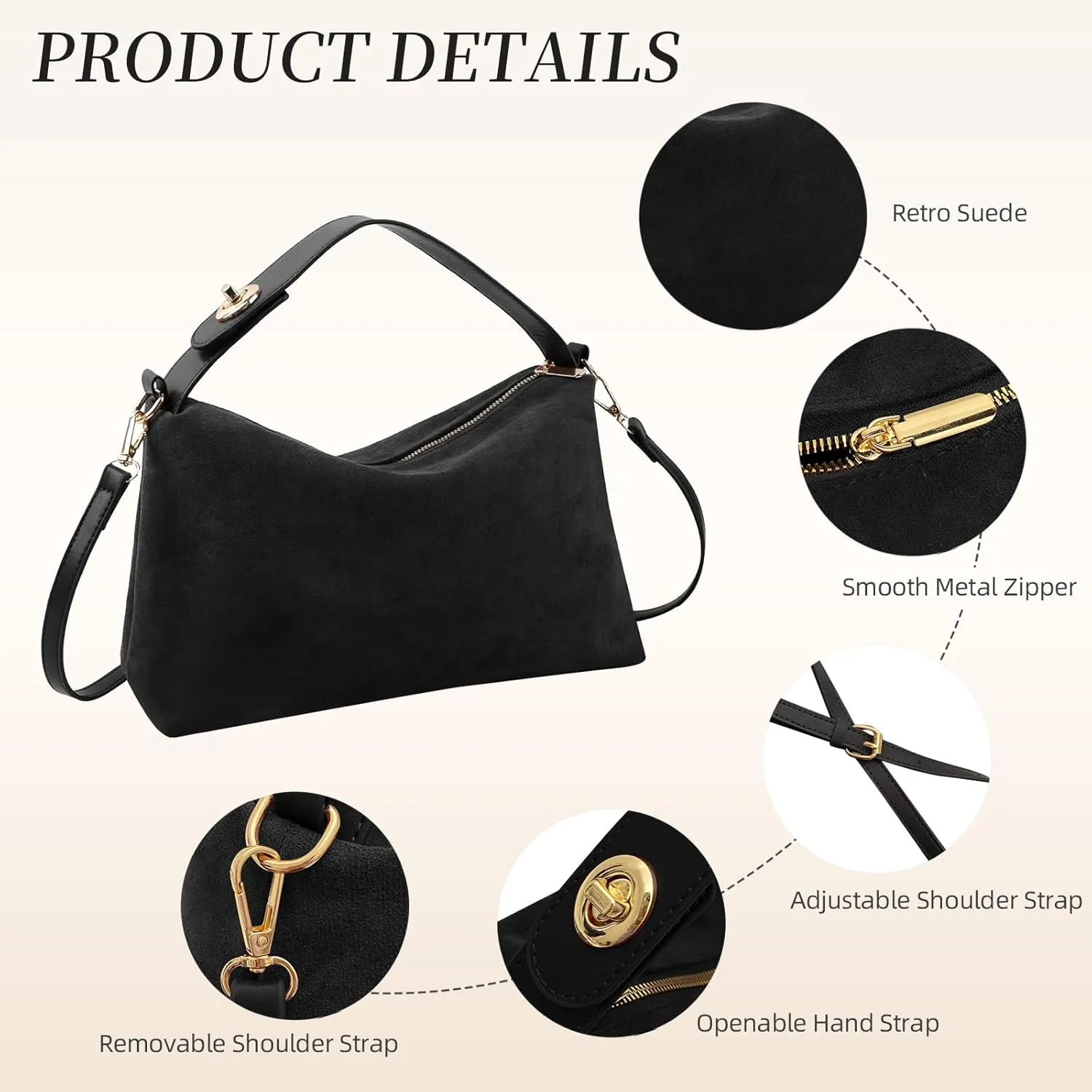 Suede Bags for Women Brown Suede Purses Suede Tote Handbag Slouchy Shoulder Bag Retro Crossbody Hobo Bag 2025