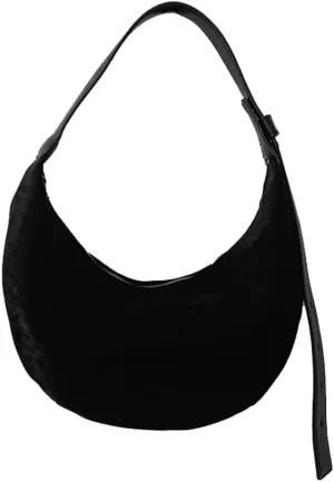 Suede Crescent Half Moon Hobo Slouchy Shoulder Handbag Purse Clutch Work Office Bag