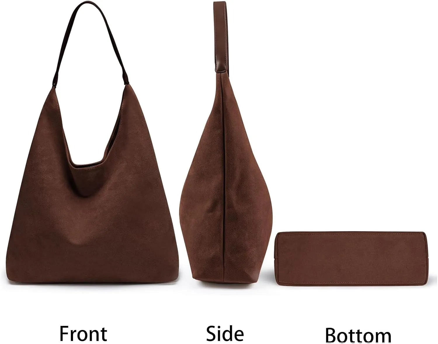 Suede Hobo Bag for Women 2 Pcs Purse Slouchy Faux Suede Tote Bag Leather Handbag